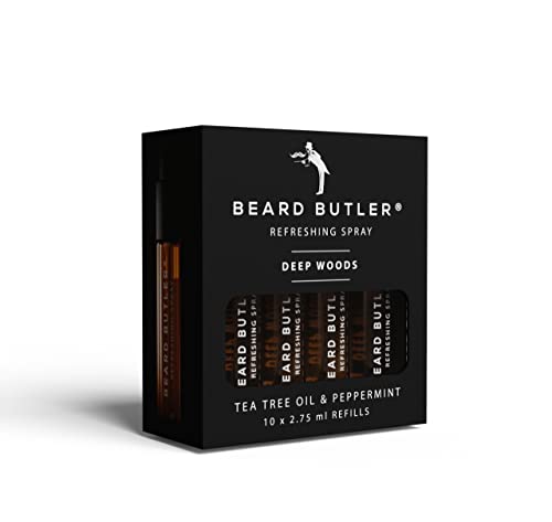Beard Butler 2-in-1 כלי טיפוח זקן נייד-ספריי זקן מרענן ומסרק מיני זקן | נסיעות וגודל כיס | נדן עור
